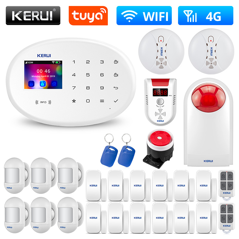 KERUI W204 4G WIFI GSM Tuya Smart Home Security Alarm System 2.4 Inch TFT Touch Panel APP Control Burglar