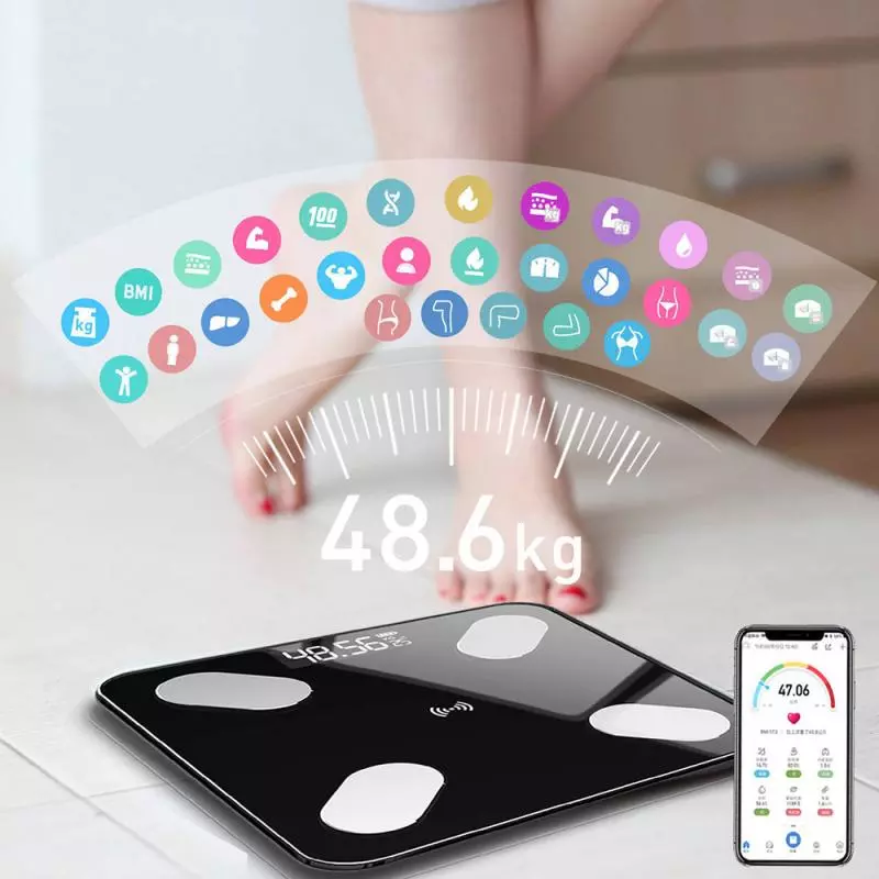 Bluetooth Electronic Scale Body Fat Scale Weight Scales Weighing for body Digital Weight Scales Toughened Glass LCD Display