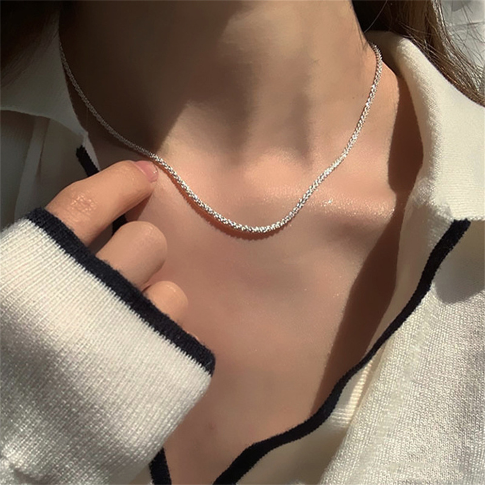 IFMYA Trend Silver Colour Shining wavelight Clavicle Choker Noble  Minimalist chain necklace For Women Wedding Party Gifts