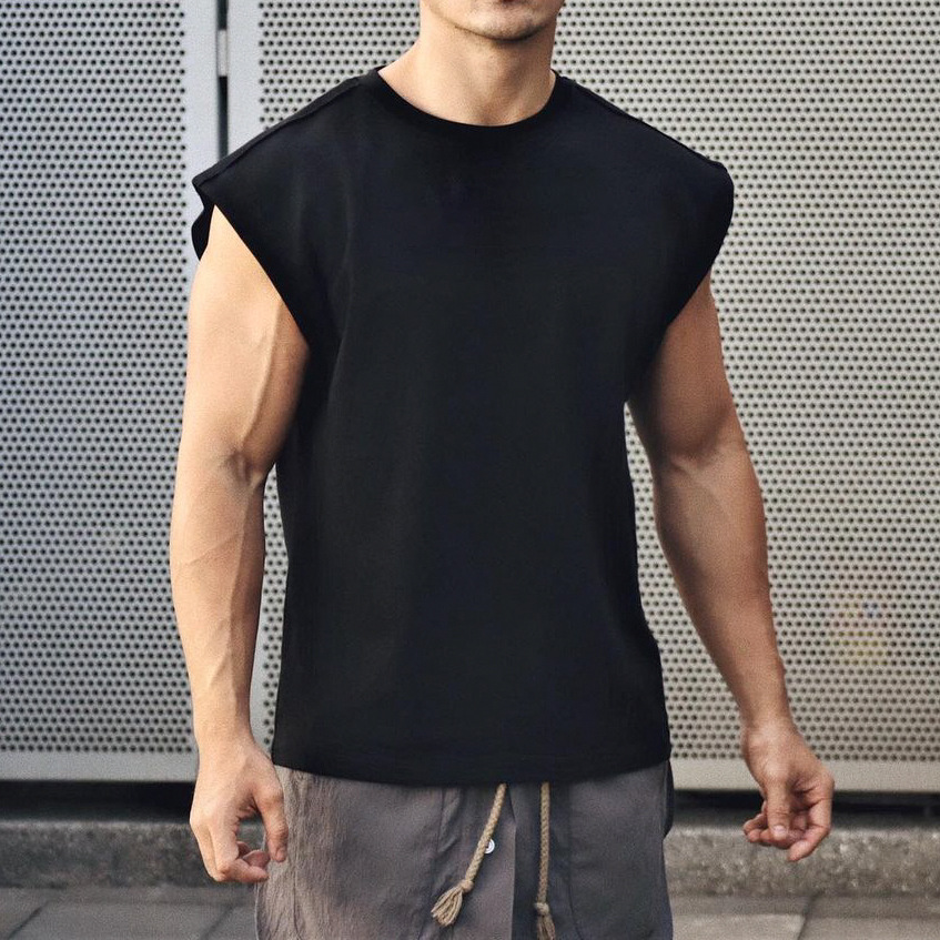 Gym Bodybuilding Slim Men Shirts sleeveless O-neck Sleeves Cotton Tee Tops Clothing Summer Workout Fitness top tank T-shirt
