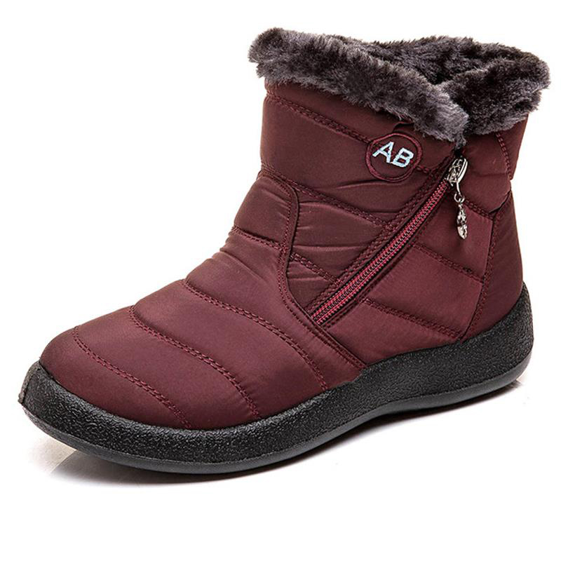 Snow Women Boots Round Toe Shoes Woman Waterproof Women Shoes Zipper Women's Boots Flat Casual Botas Mujer Women's Winter Boots