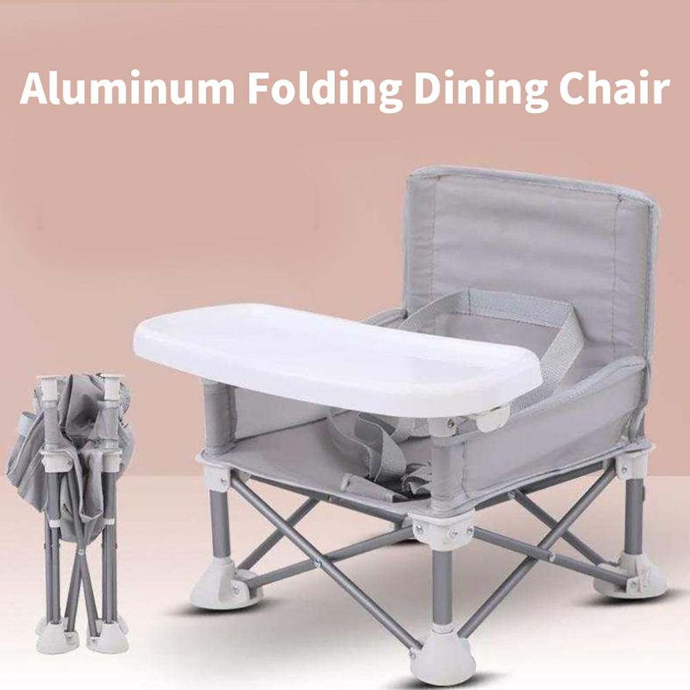 Baby Foldable Portable Dining Chair With Plate Seat Belt Children's Beach Chair Camping Child Comfortable Feeding Seat Baby