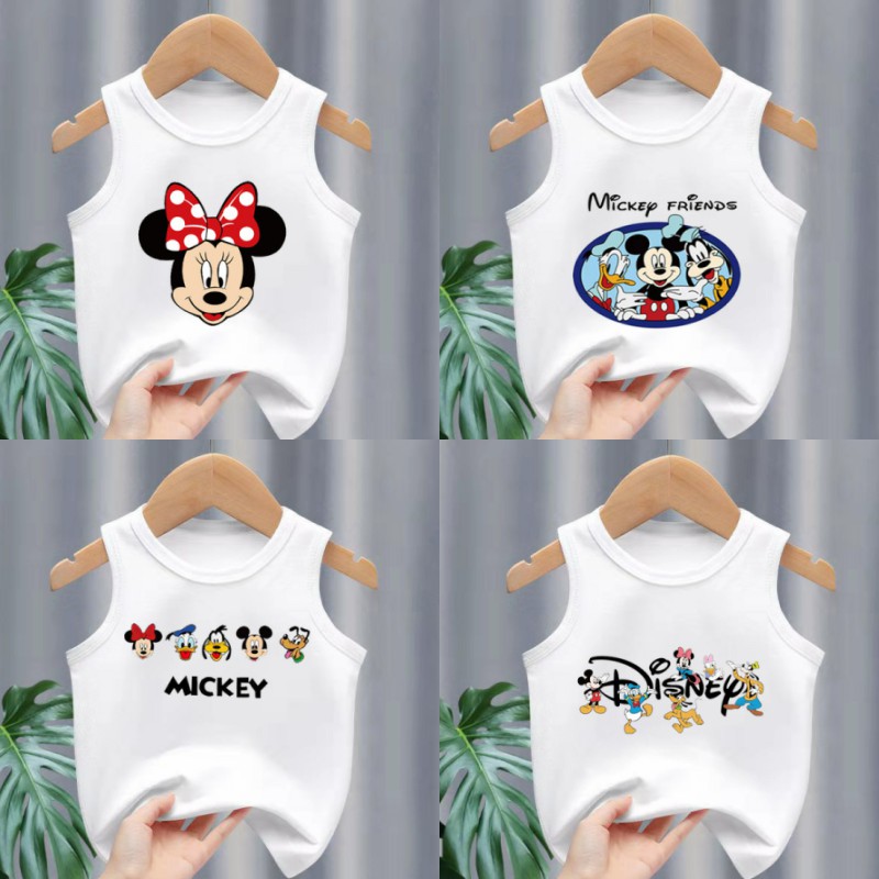 Cartoon  Summer Children's Clothing  Girls Sleeveless Minnie T-shirt Kids Vest Child's Cotton Clothes  T-shirts 1-8Y