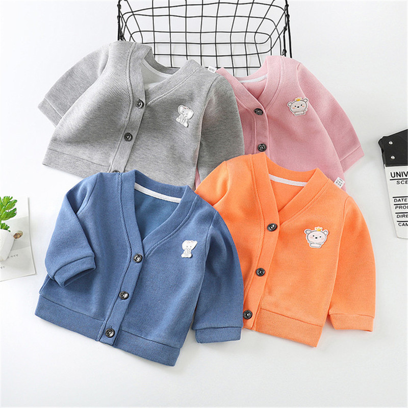 Winter/Autumn Baby Girls  Cardigan Sweater Tops Solid Children Clothing Newborn Infant Kids Baseball Jackets Coats Outerwear