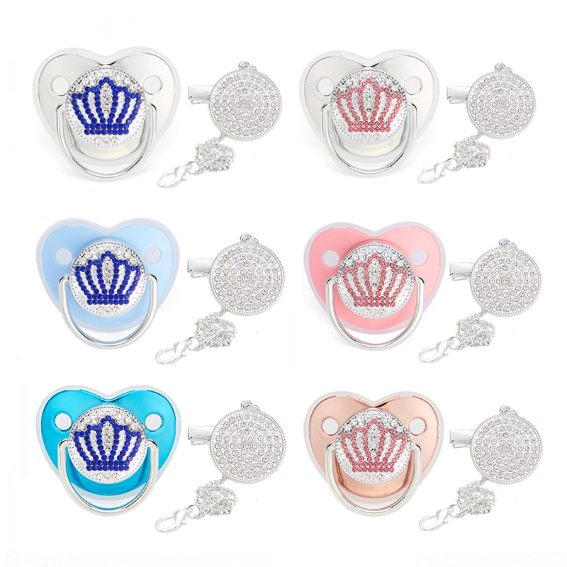 Newborn Baby Bling Pacifier Rhinestone Pacifier Clips BPA Free Silicone Infant Nipple Baby Soother Baby Shower Gifts