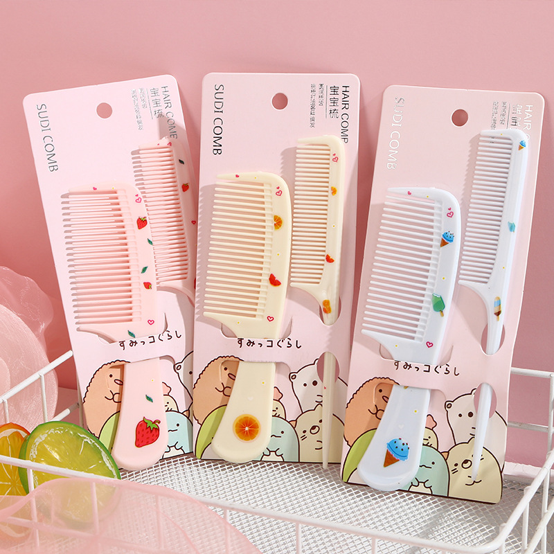 2pcs/set Cute Kids Hairdressing Comb Anti-static Pointed Tail Comb for Girls Strawberry Fruit  Hair Cmb Kids Hair Comb