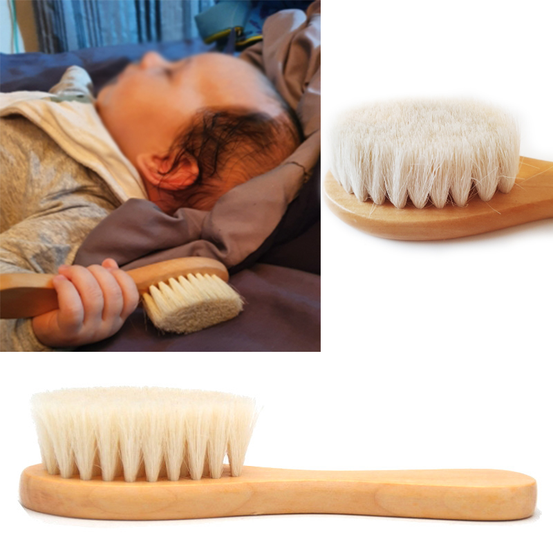 Baby Care Pure Natural Wool Baby Wooden Brush Comb Brush Baby Hairbrush Newborn Hair Brush Infant Comb Head Massager