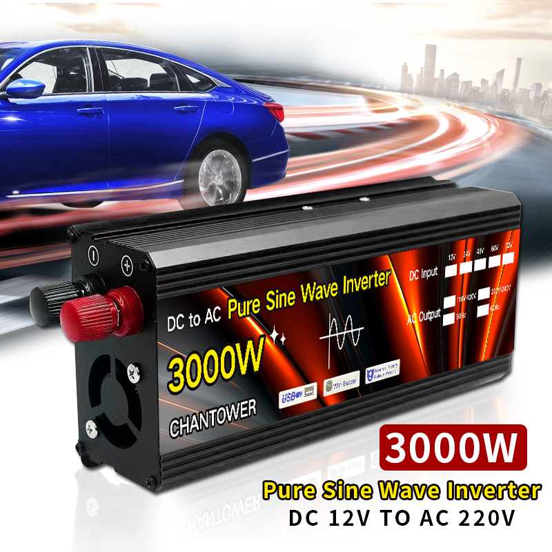 Pure Sine Wave Inverter 12v 220v Solar Inverter 1000W 2000W 3000W 4000W Voltage Transformer Power Converter Panel Car Inverter