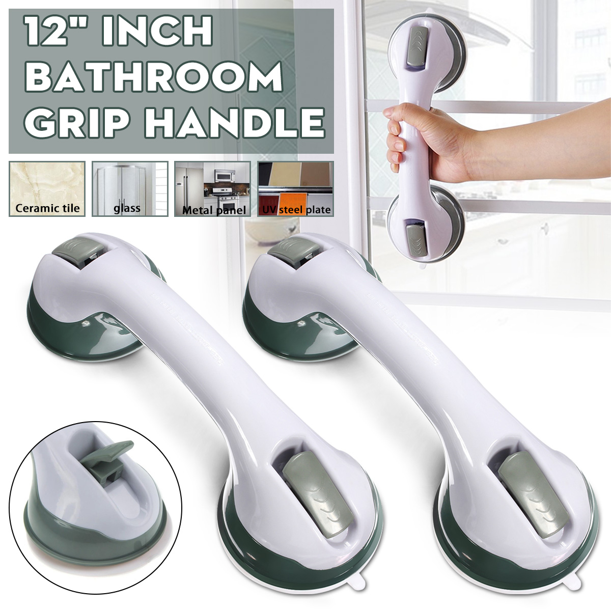 1pcs Bathroom Strong Vacuum Suction Cup Handle Anti Slip Support Helping Grap Bar for elderly Safety Bath Shower Grab Bar