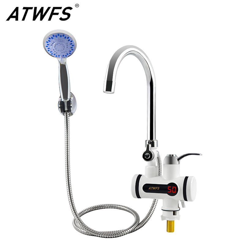 ATWFS Tankless Water Heater Faucet Shower Instant Water-Heater Electric Tap Heating Instant Water for Kitchen and Bathroom