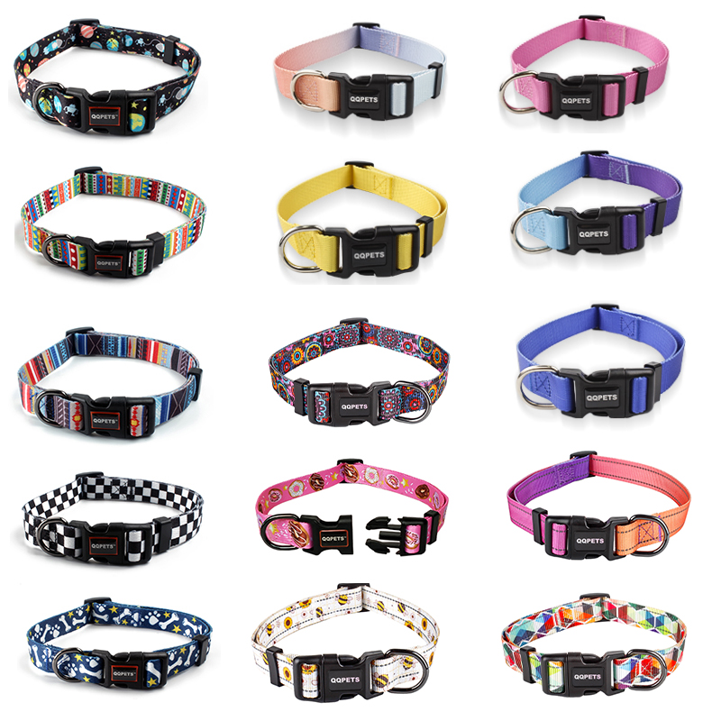 Detachable Nylon Floral Dog Collar With Padded Colorful Pet Supplies Personalized Dog Reflective Strip Foreign Trade