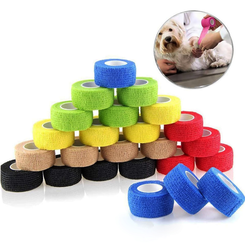 5Pcs Self Adhesive Elastic Bandage Breathable Non Woven Colorful Pet Wrap Medical Tape for Hand Foot Finger Wrist Knee Ankle