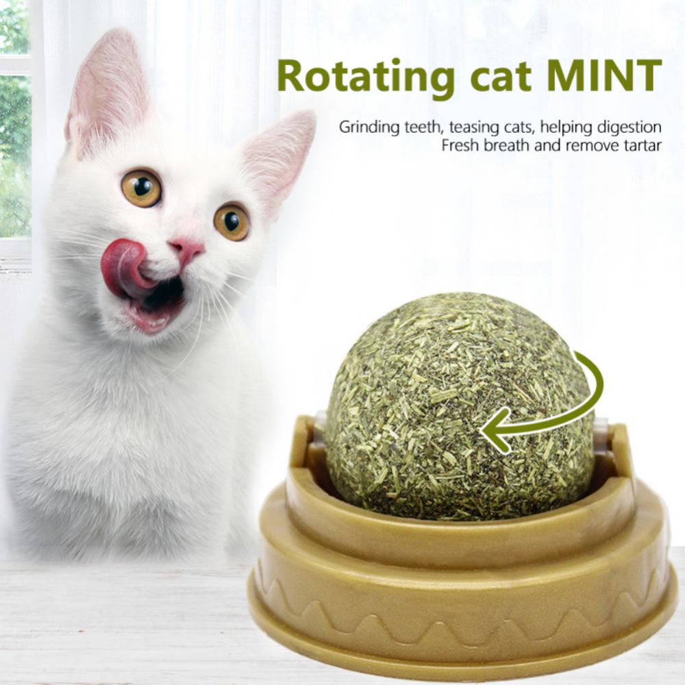 1PC Natural Catnip Cat Wall Stick-on Ball Toy Treats Healthy Natural Removes Hair Balls to Promote Digestion Cat Grass Snack Pet