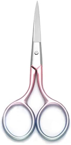 Multicolor Professional Grooming Scissors for Personal Care Facial Hair Removal and Ear Nose Eyebrow Trimming Stainless Steel Fine Straight Tip Scissors 3.9 Inch (Pink)