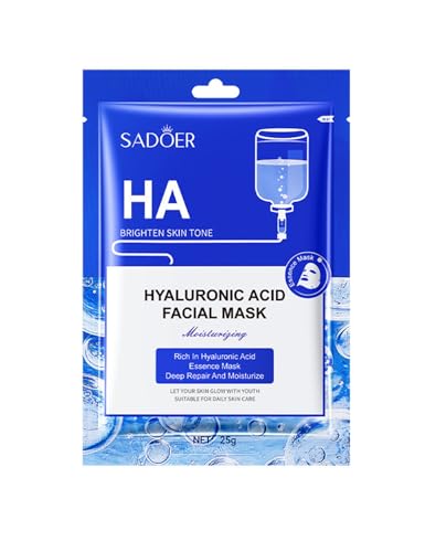 Hyaluronic Acid Essence 1 Sheet Mask - Intensively Hydrating & Instantly Soothing Anti-ageing Facial Mask with Rich in Hyaluronic AcidEssence - Beauty Mask For All Skin Care Types