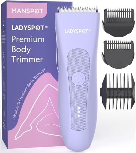 Bikini Trimmer for Women Pubic Trimmer for Women - Electric Body Hair Trimmer Shaver Razor for Women's Body Groomer, LADYSPOT™ Replaceable Hypoallergenic Ceramic Blade,Wet/Dry(Purple Women's Version)