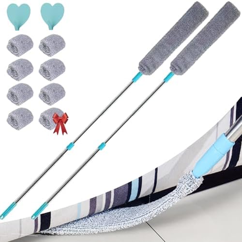 Probablei Retractable Gap Dust Cleaner, Gap Duster for Cleaning Under Appliances, Under Furniture Duster, Bendable Washable Removable Dust Brush for Bed, High Ceilings (B-59in/150cm, 2 Pcs)