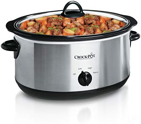 Crock-Pot 7 Quart Oval Manual Slow Cooker, Stainless Steel (SCV700-S-BR), Versatile Cookware for Large Families or Entertaining