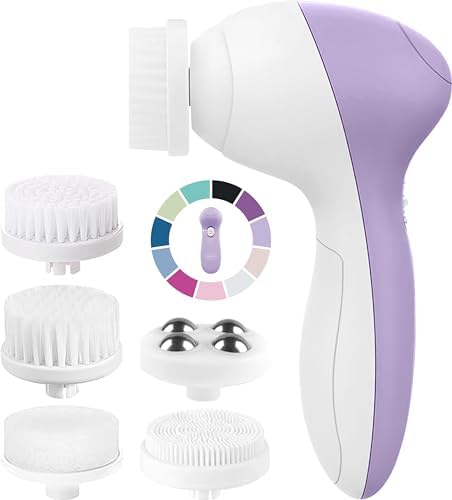 Face Scrubber | Facial Cleansing Brush Exfoliator Skin Care Products Beauty Products Powered Electric Wash Exfoliating Spin Cleanser Cleaning Scrub Including 7 Heads (Lilac Amethyst)