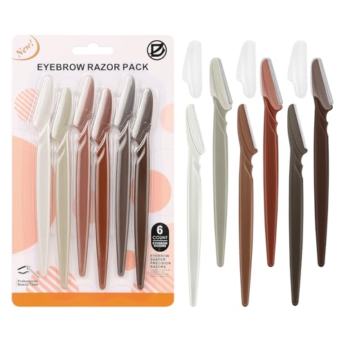 D Dermaplane Razor for Women Face - 6PCS Face Razors for Women - Eyebrow Razor with Precision Cover - Dermaplaning Tool for Face - Face Shaver for Women - Facial Hair Removal for Women - Neutral