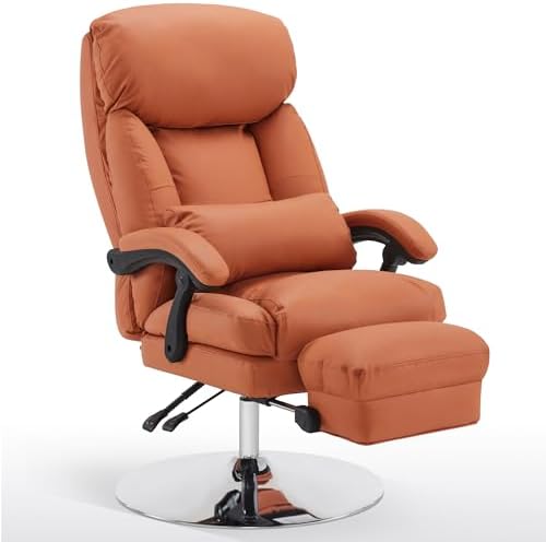 BarberPub Pedicure Chair, 360° Rotating Lifting Facial Beauty Spa Chair,Adjustable Tattoo Salon Spa Esthetician Beauty Equipment 3571 (Faux Leather, Orange)