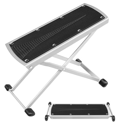 Subay Pedicure Foot Rest, 6 Heights Adjustable Foot Stand for Pedicure, Foldable Non-Slip Foot Rest Stand for Easy at Home Pedicures, Pedicure Stool Tool for Home Foot Spa, Silver