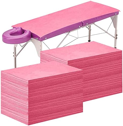 Framendino, 100 Pack Pink Disposable Massage Table Sheets Waterproof Non Woven Fabric Breathable Bed Cover for Salon Chair Hotel Lash Beds