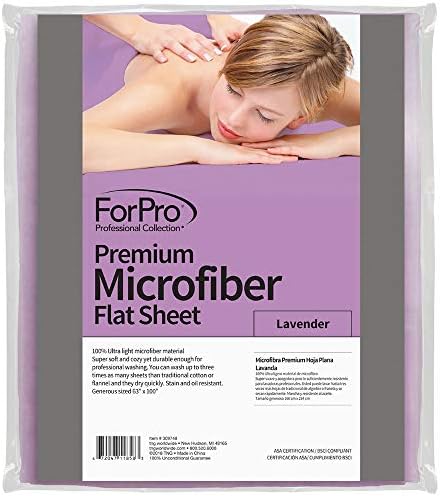 ForPro Professional Collection Premium Microfiber Flat Sheet for Massage Tables, Ultra-Light, Stain and Wrinkle-Resistant, 63" W x 100" L, Lavender