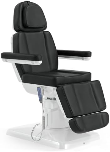OmySalon Electrical Facial Beauty Spa Medical Treatment Bed, 120° Rotation Massage Tattoo Dental Aesthetic Chair with 3 Motors & Remote Control, Black