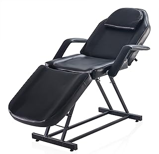 BELLAVIE Adjustable Table Chair Salon Bed for Professional Massage Facial Lash Beauty Treatment Spa Tattoo Eyelash Microblading Esthetician Equipment - Black