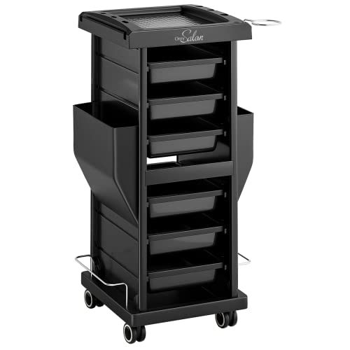 Rolling Salon Trolley Cart with Wheels 6 Drawers, Beauty SPA Storage Organizer for Stylist, Hair Tool Holder Mobile Station, Barber Shop Hairdressing Tattoo Equipment