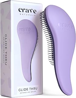 Crave Naturals Glide Thru Detangling Brush - Detangler Brush for Natural, Curly, Straight, Wet and Dry Hair for Adults and Kids - Hair Brush for Little Girls, Toddlers, Teens - 7.5 x 3 inches, Purple