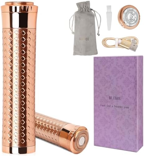 Facial Hair Removal for Women, Rechargeable Hair Removal Device, Painless Face Electric Razor/Shaver for Lip, Arms, Face, Peach Fuzz (Gold)