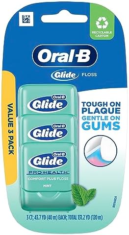 Oral-B Comfort Plus Glide Dental Floss Pack, Mint, 3 Count
