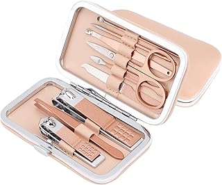 9 PCS Premium Manicure Set, AULLUA Nail Clippers, Professional Grooming Gift Kit, Pedicure Kit, Stainless Steel Facial, Cuticle, Nail Care Tools with Luxurious Portable Travel Case, for Women & Men