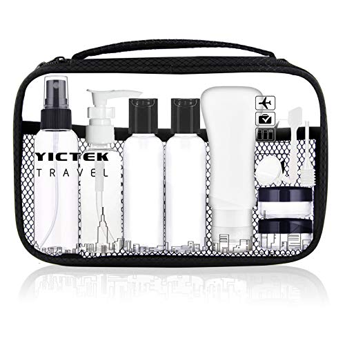 Empty Plastic Travel Bottles Containers for Toiletries, TSA Approved Travel Size Toiletries Bottles Kit for Liquids Shampoo Conditioner Lotion, Carry-On Set for Women/Men
