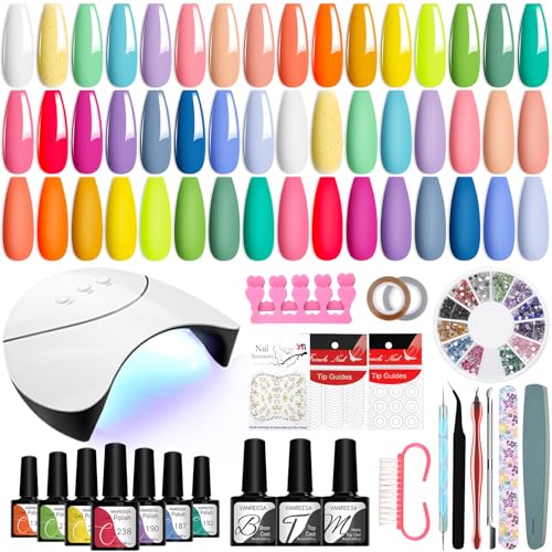 VANREESA Gel Nail Polish Kit with U V Light 24 Colors Gel Nail Polish Set Glossy & Matte Top Coat Complete Gel Nail Kit with Manicure Tools for Beginners Gifts for Women