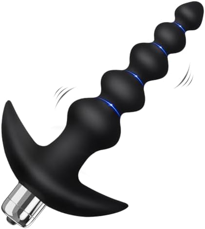 Vibrating Anal Beads Butt Plug - YOSPOSS Flexible Silicone 16 Vibration Modes Graduated Design Anal Sex Toy Waterproof Bullet Vibrator for Men, Women and Couples