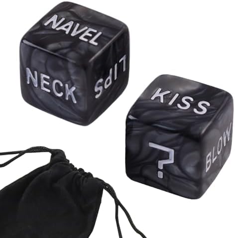 Romantic Naughty Dice Set for Adults Couple Funny Dice Couples Game for Anniversary Valentines Day Wedding Gift,Couple Game Choices,36 Ways to Play (Black)