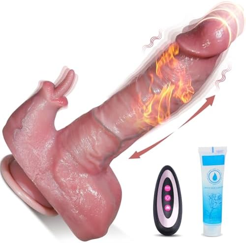 Realistic Thrusting Dildo Rabbit Vibrator - 8.6" Lifelike Dildos with 9 Vibrating & 3 Thrusting Modes for G Spot Vagina Anal Stimulation, Silicone Heating Remote Control Sex Toy for Women