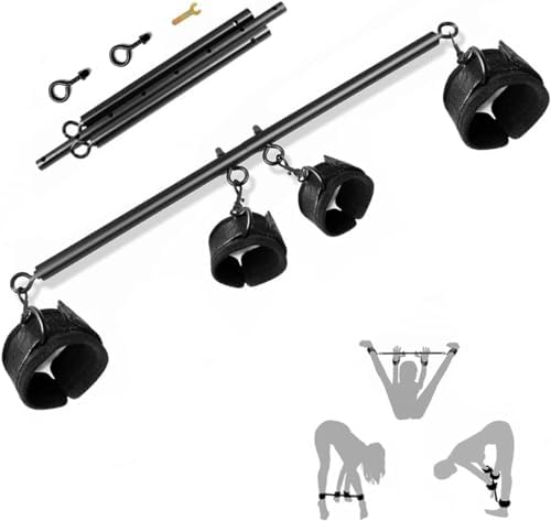 Spreader Bar Sex Toys BDSM Bondage Restraints with Handcuffs Ankle Cuffs for Couples Adults SM Games Adjustable 22-36 Inch
