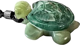 Carved Green Aventurine Shell Jade Turtle Animal Spirit Totem Fetish Figurine Black Cord Necklace 9331