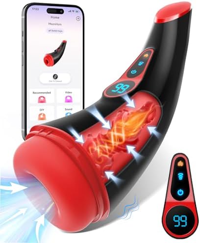 Sex Toys for Men Male Masturbator - APP Control Adult Toys Male Masturbators Penis Pump with 9 Sucking & 9 Vibrating, 3D Textured Sleeve Heating Blowjob Mens Sex Toy, LCD Display Pocket Pussy for Men