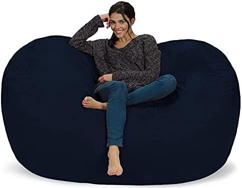 Chill Sack Bean Bag Chair: Huge 6' Memory Foam Furniture Bag and Large Lounger - Big Sofa with Soft Micro Fiber Cover - Navy