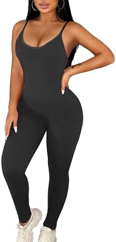 Workout Jumpsuits for Women Gym Clothes Bodycon Jumpsuit One Piece Bodysuit Outfits Romper Yoga Body Suit Tight Onesie