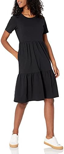 Amazon Essentials Women's Short-Sleeve Crewneck Tiered Dress