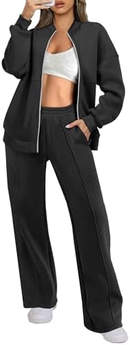 ANRABESS Women 2 Piece Outfits Lounge Set Oversized Zip Up Sweatshirt Jacket Sweatpant Matching Sweat Sets Winter Sweatsuits