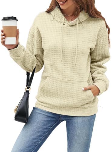 Sweatshirt for Women Fall Fashion Waffle Hoodies Warm Clothes Pullover Lightweight Shirts Comfy Winter Clothes