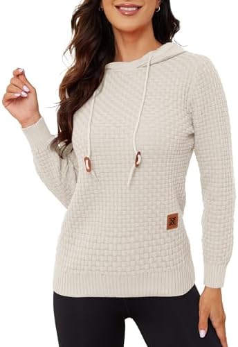 Zaitun Womens Hoodies Long Sleeve Sweatshirts Fashion Slim Waffle Casual Basic Drawstring Pullover Sweater