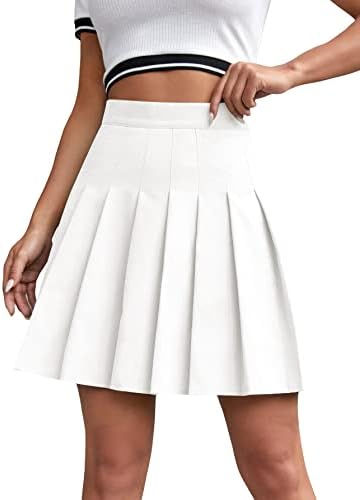 Milumia Women Pleated High Waisted Short Skirt Side Zipper A Line Tennis